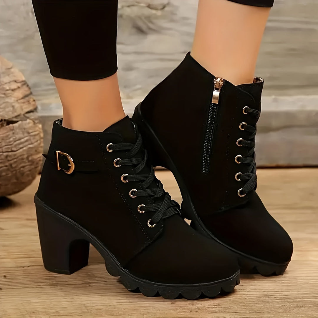Britta | Damen Schnürstiefelette mit Blockabsatz, 68 Zeichen - Navy - Image 13