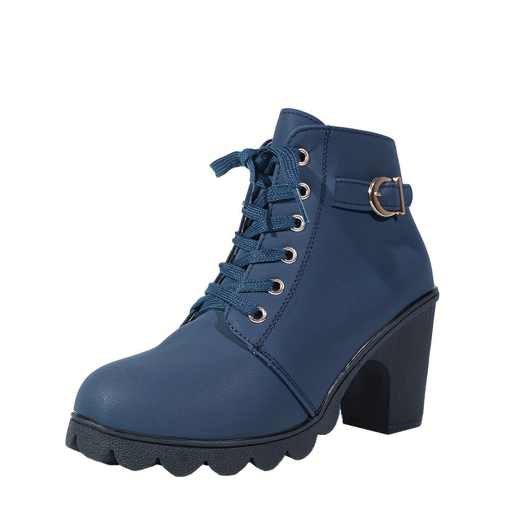 Britta | Damen Schnürstiefelette mit Blockabsatz, 68 Zeichen - Navy - Image 14