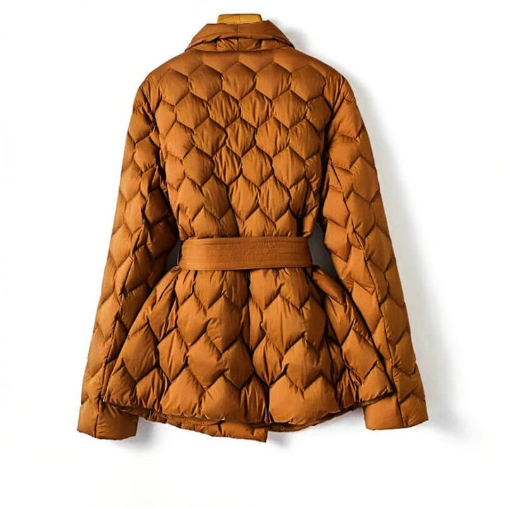 Britta | Damen Steppjacke mit Gürtel Herbst Winter - Camel - Image 2