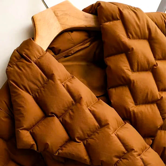 Britta | Damen Steppjacke mit Gürtel Herbst Winter - Camel - Image 3