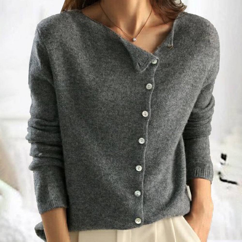 Brunella | Damen Strickjacke mit Knöpfen - Dark Grey - Image 2
