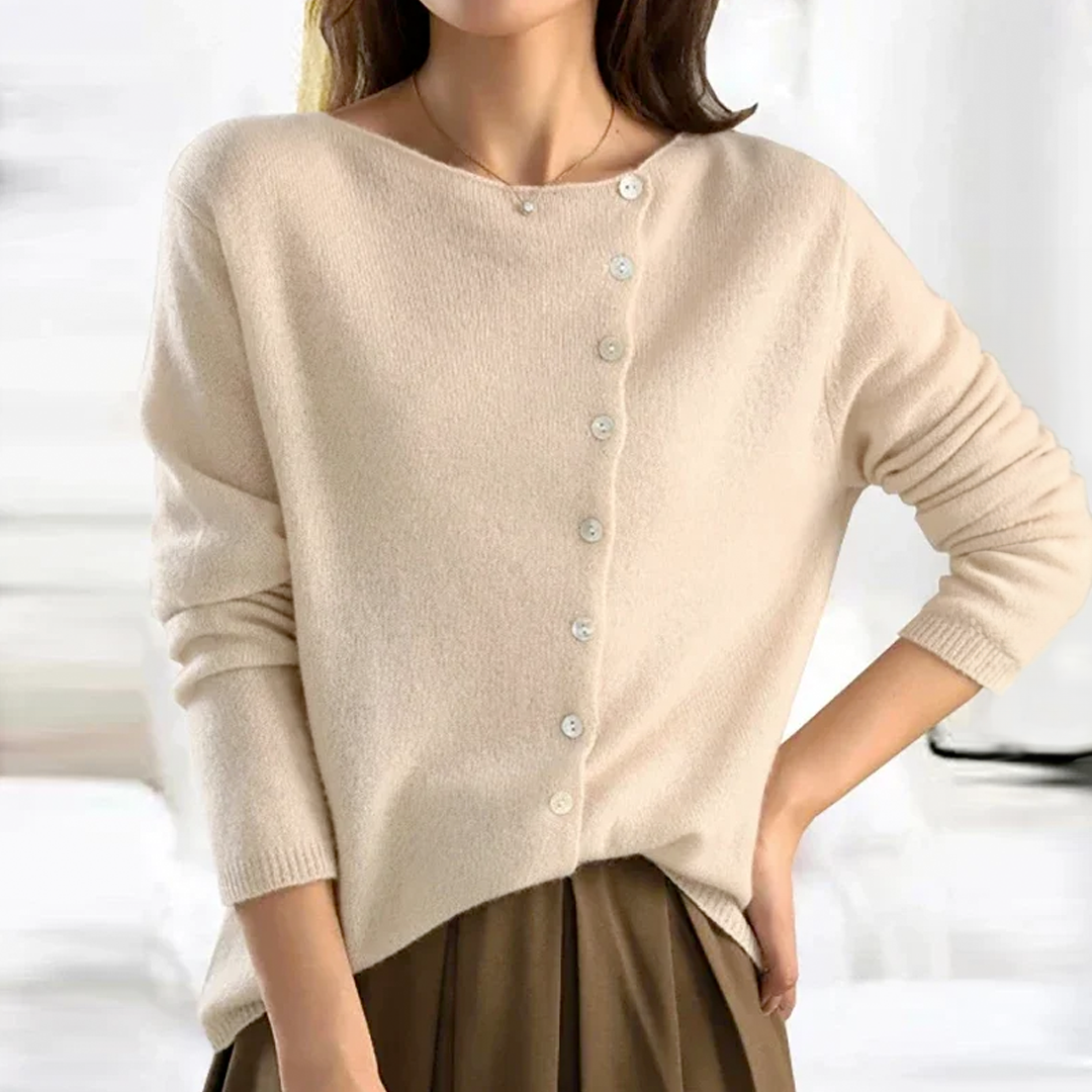 Brunella | Damen Strickjacke mit Knöpfen - Dark Grey - Image 3