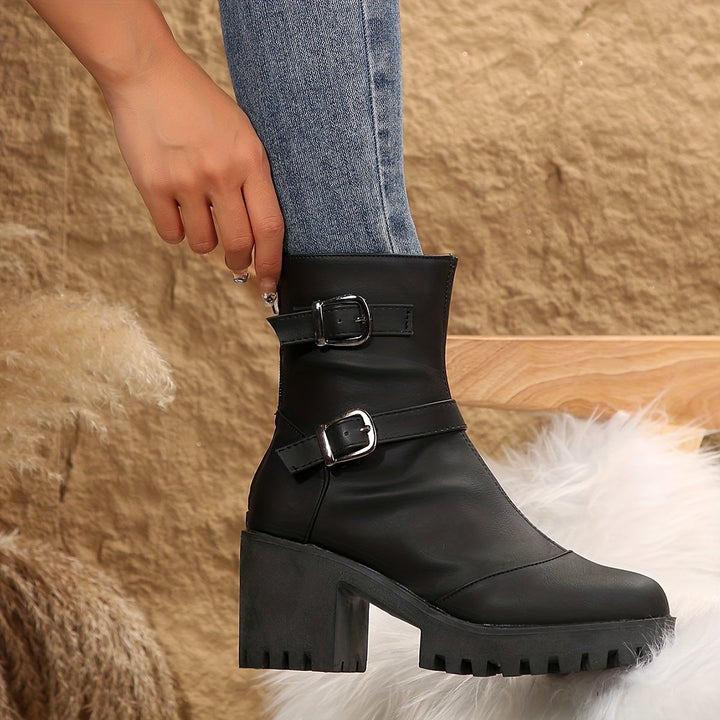 Brunhild | Damen Ankle Boot mit Blockabsatz, 68 Zeichen - Camel - Image 5