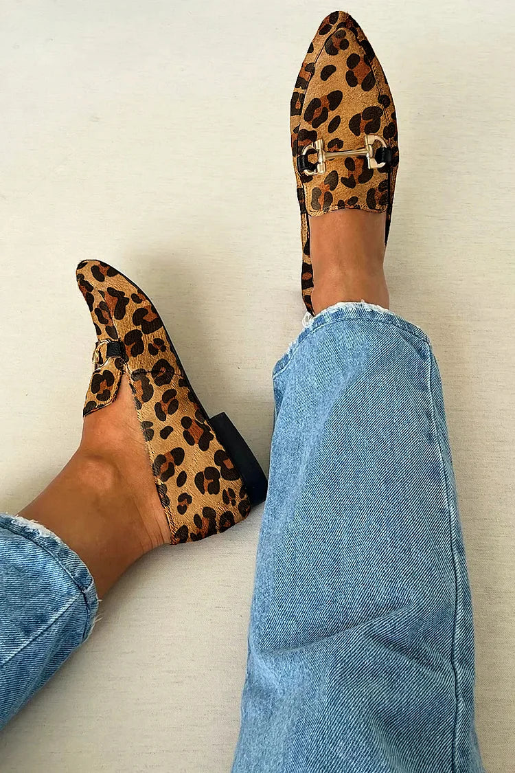 Brunhild | Damen Leopardenmuster Loafer mit Metalldetail - Brown - Image 2