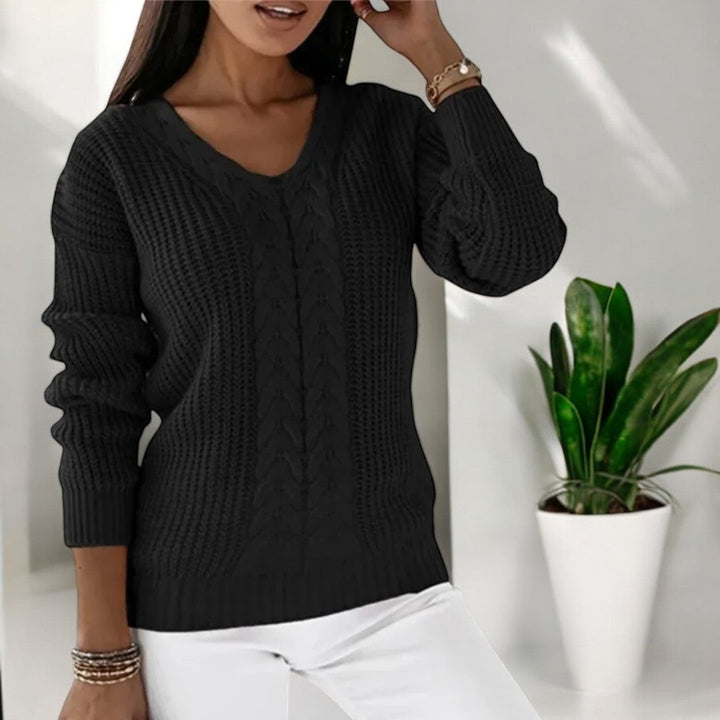 Brunhild | Damen Strickpullover mit Zopfmuster - Blue - Image 2