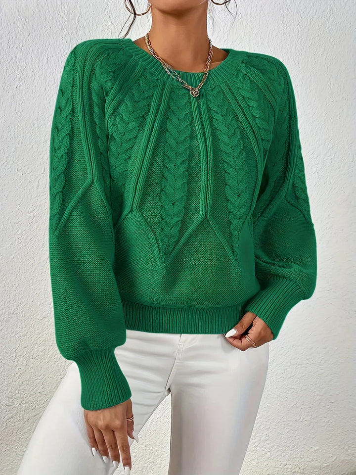 Brunhilde | Damen Strickpullover mit Zopfmuster - Sage - Image 6