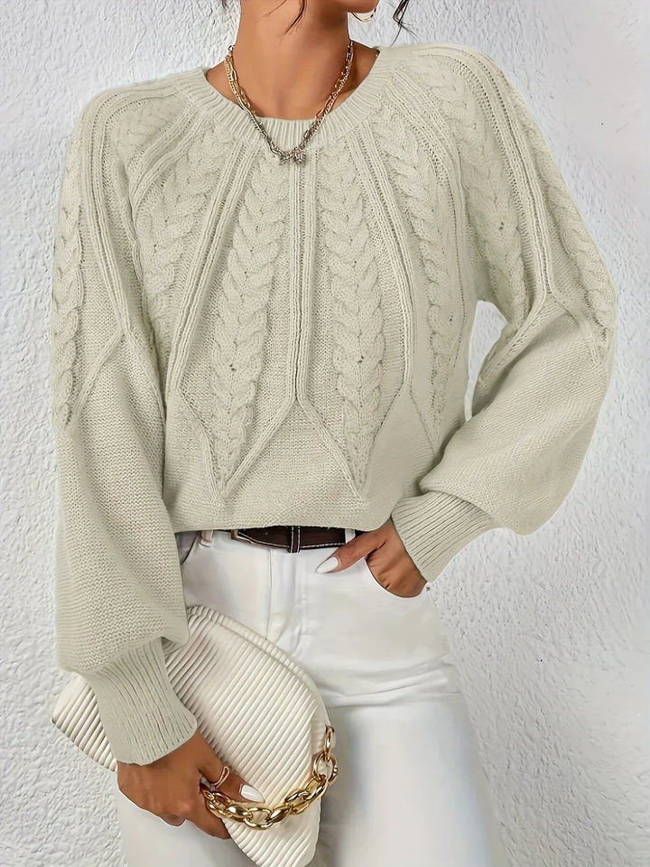 Brunhilde | Damen Strickpullover mit Zopfmuster - Sage - Image 7