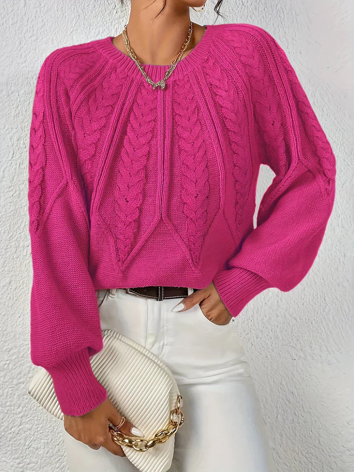 Brunhilde | Damen Strickpullover mit Zopfmuster - Sage - Image 9