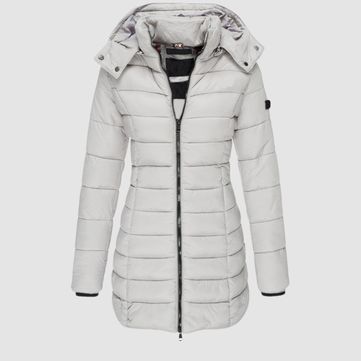 Brunwike | Damen Lange Steppjacke mit Kapuze - Dark Grey - Image 2