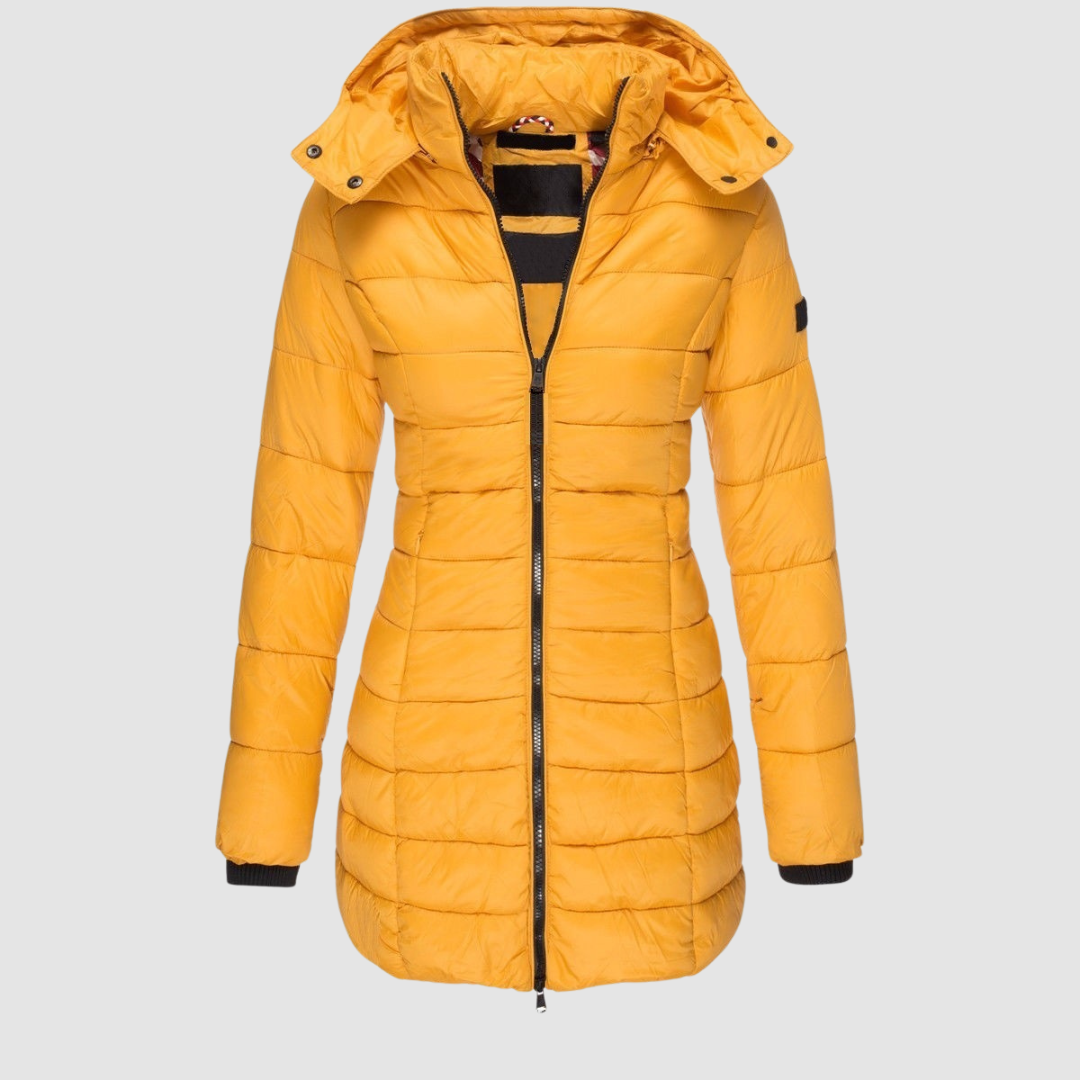 Brunwike | Damen Lange Steppjacke mit Kapuze - Dark Grey - Image 3
