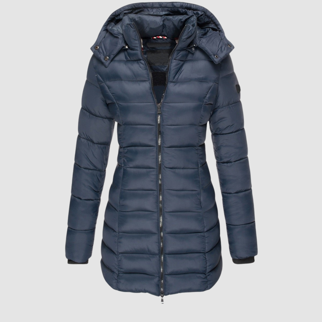Brunwike | Damen Lange Steppjacke mit Kapuze - Dark Grey - Image 5