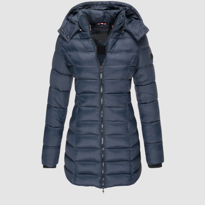 Brunwike | Damen Lange Steppjacke mit Kapuze - Dark Grey - Image 5