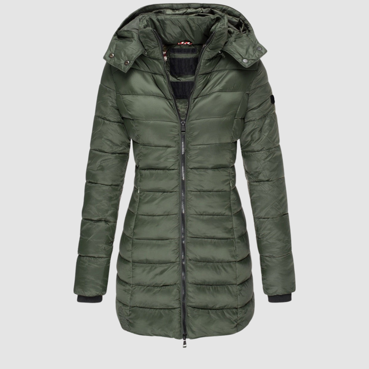 Brunwike | Damen Lange Steppjacke mit Kapuze - Dark Grey - Image 6