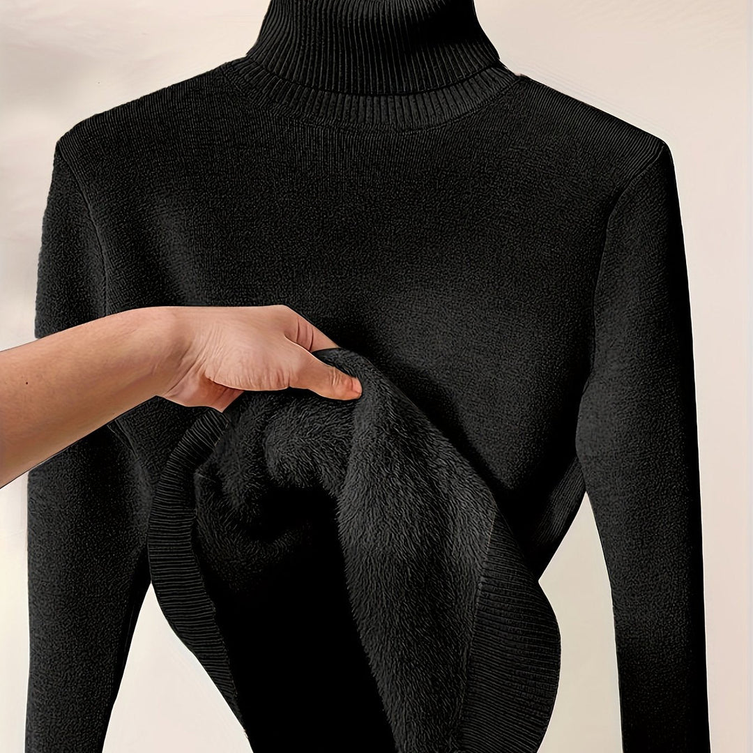 Brynhild | Damen Rollkragenpullover gefüttert Strickpullover - Camel - Image 10
