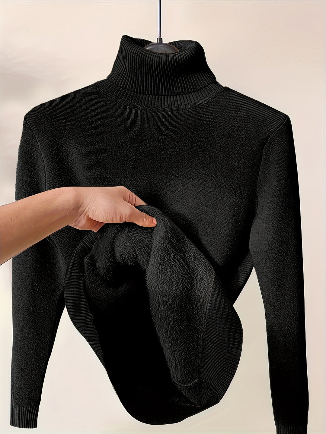 Brynhild | Damen Rollkragenpullover gefüttert Strickpullover - Camel - Image 11