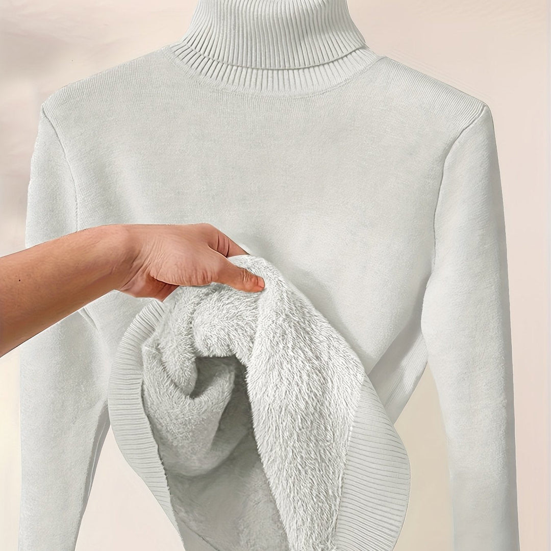 Brynhild | Damen Rollkragenpullover gefüttert Strickpullover - Camel - Image 14