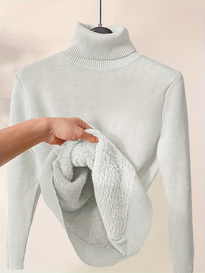 Brynhild | Damen Rollkragenpullover gefüttert Strickpullover - Camel - Image 15