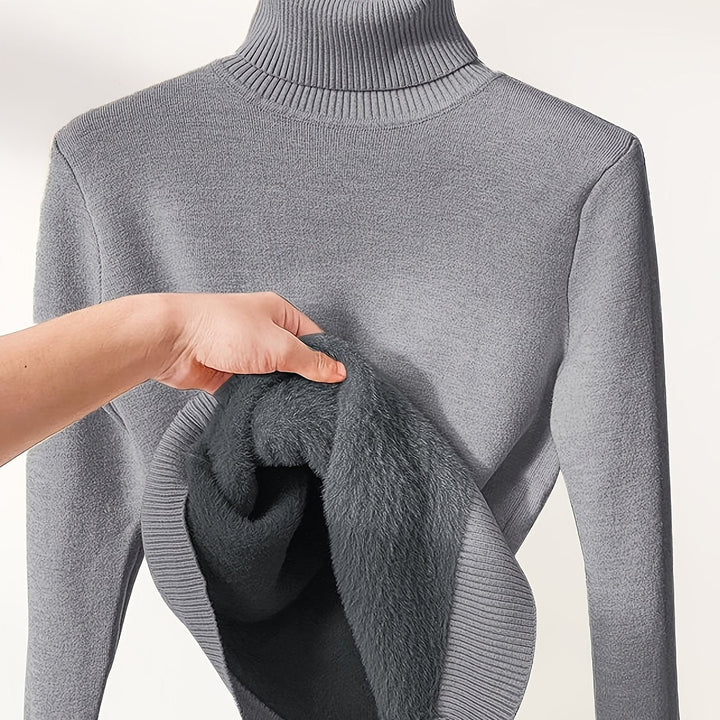 Brynhild | Damen Rollkragenpullover gefüttert Strickpullover - Camel - Image 19
