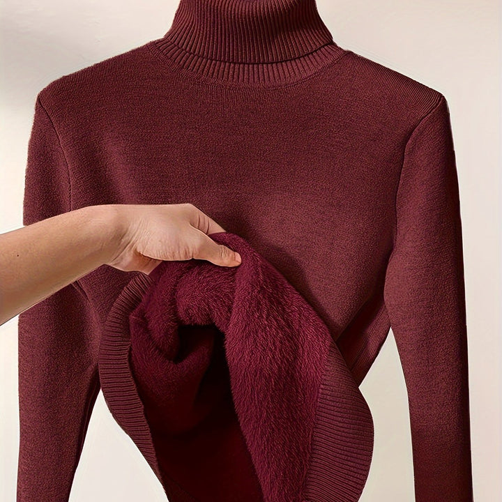 Brynhild | Damen Rollkragenpullover gefüttert Strickpullover - Camel - Image 25