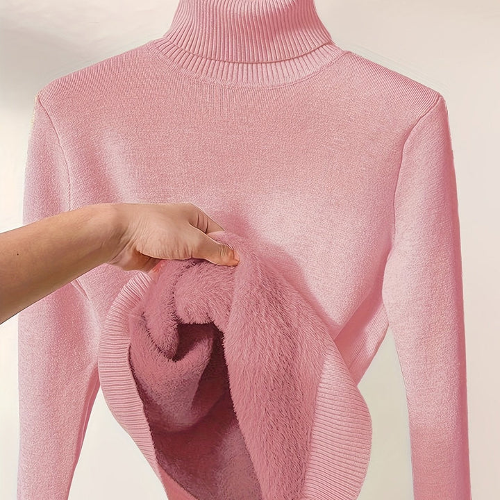 Brynhild | Damen Rollkragenpullover gefüttert Strickpullover - Camel - Image 29