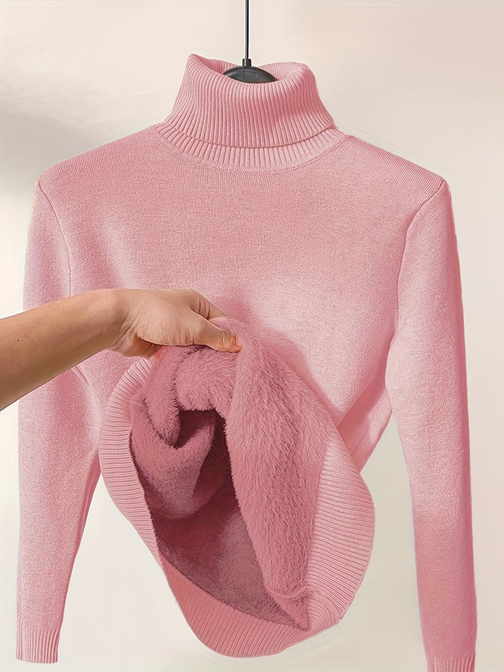 Brynhild | Damen Rollkragenpullover gefüttert Strickpullover - Camel - Image 30