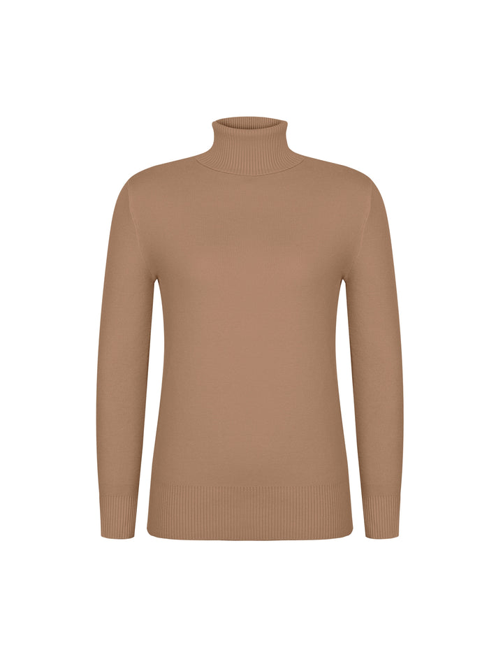 Brynhild | Damen Rollkragenpullover gefüttert Strickpullover - Camel - Image 4