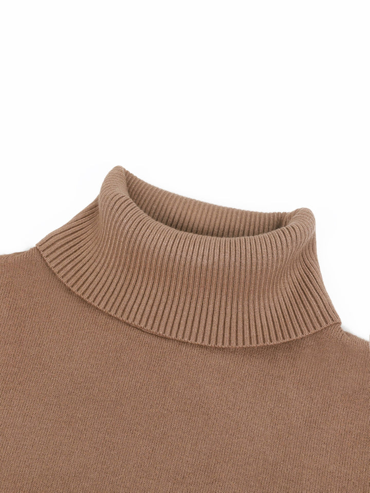 Brynhild | Damen Rollkragenpullover gefüttert Strickpullover - Camel - Image 8