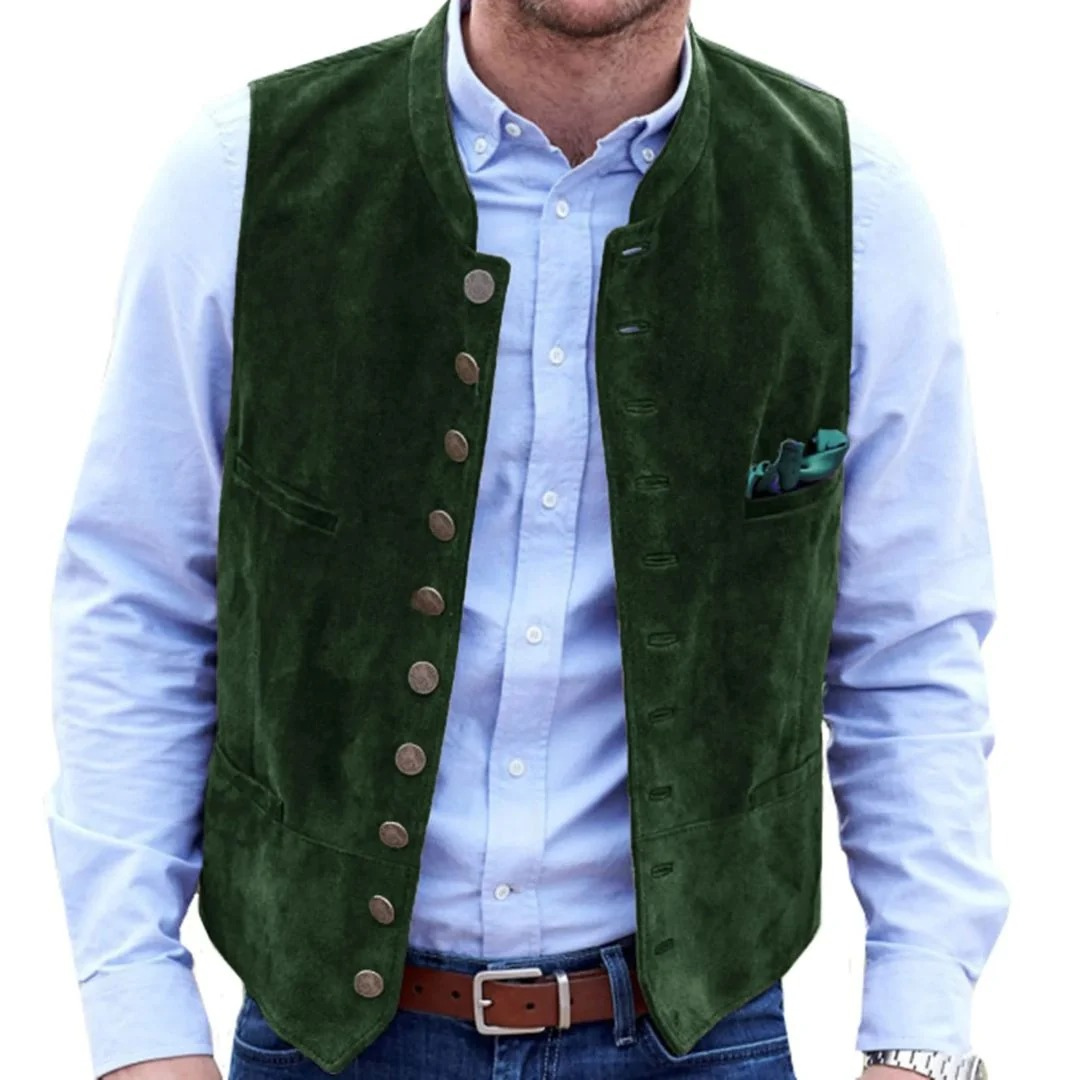 Burkhard | Herren Trachtenweste Lederweste Tracht - Brown - Image 3