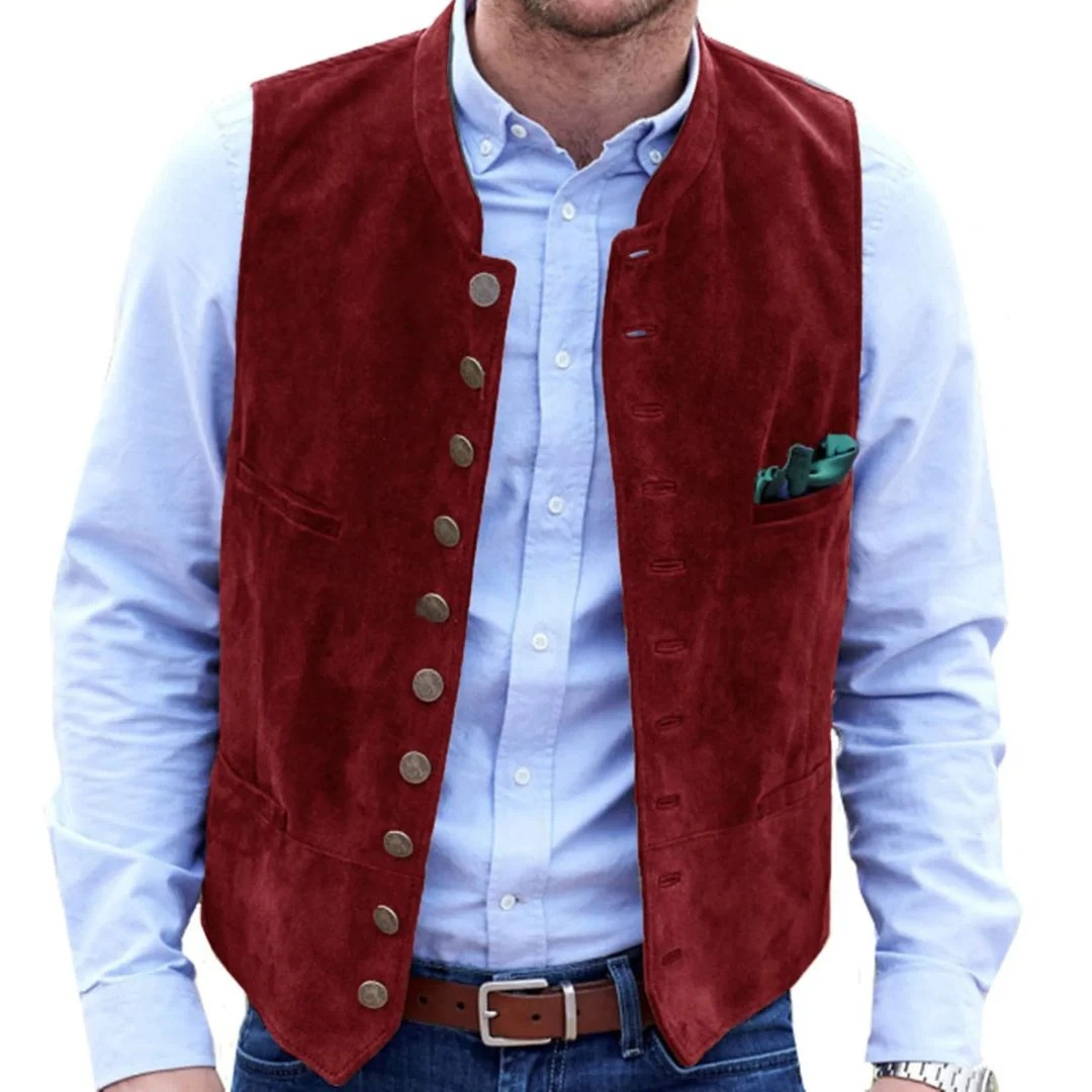 Burkhard | Herren Trachtenweste Lederweste Tracht - Brown - Image 4