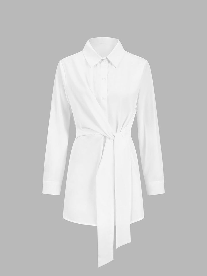 Elena | Damen Hemdbluse mit Bindegürtel, Langarm oversized