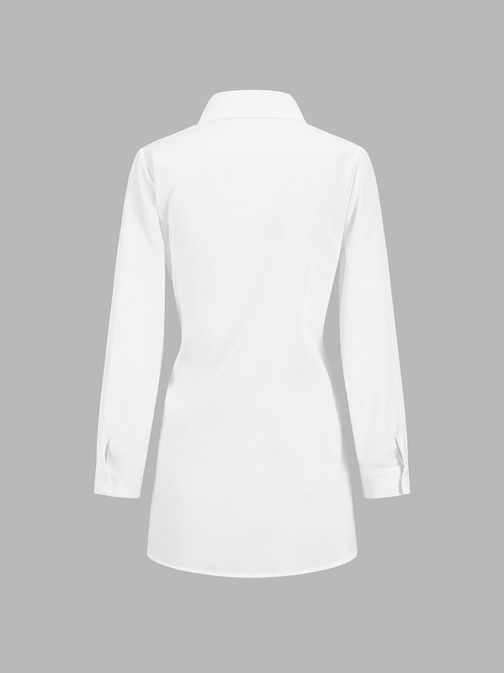 Elena | Damen Hemdbluse mit Bindegürtel, Langarm oversized
