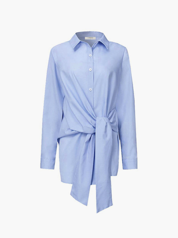 Elena | Damen Hemdbluse mit Bindegürtel, Langarm oversized