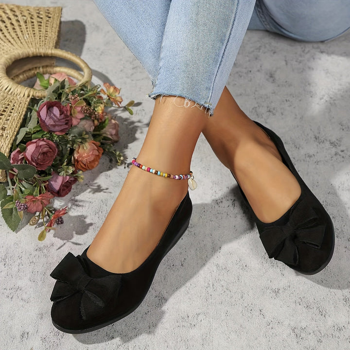 Zella | Damen Ballerinas mit Schleife Wildleder-Optik