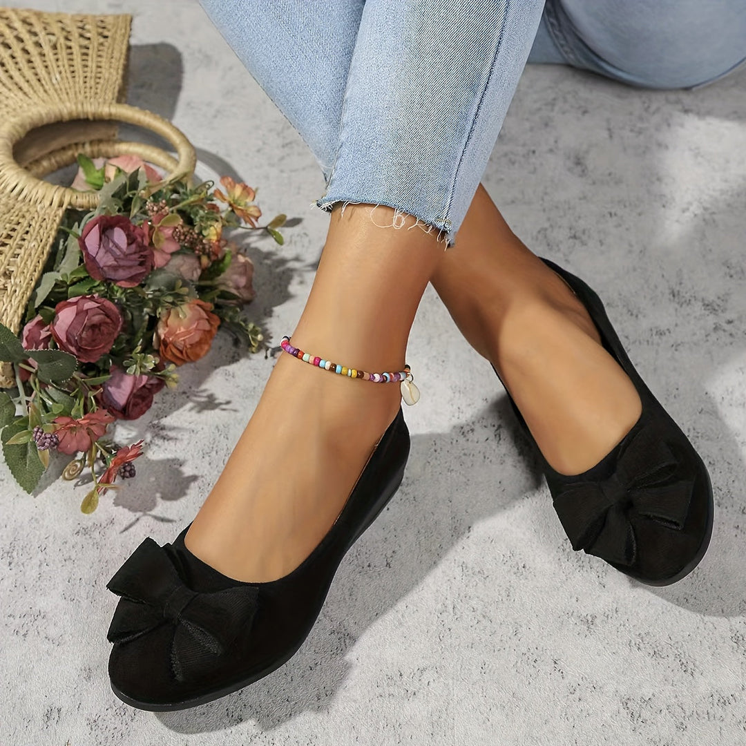 Zella | Damen Ballerinas mit Schleife Wildleder-Optik