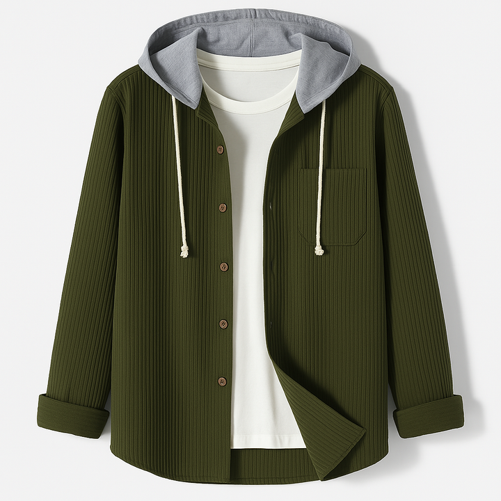 Ridge | Herren Cord Hemdjacke Kapuze Überhemd Shacket