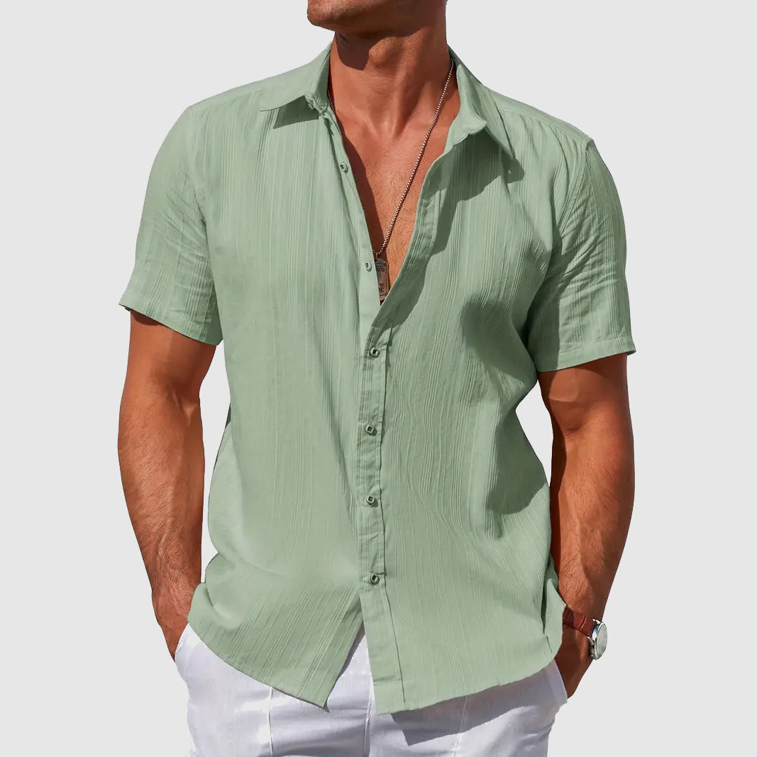 Caius | Herren Kurzarmhemd Regular Fit Freizeithemd - Light Blue - Image 5