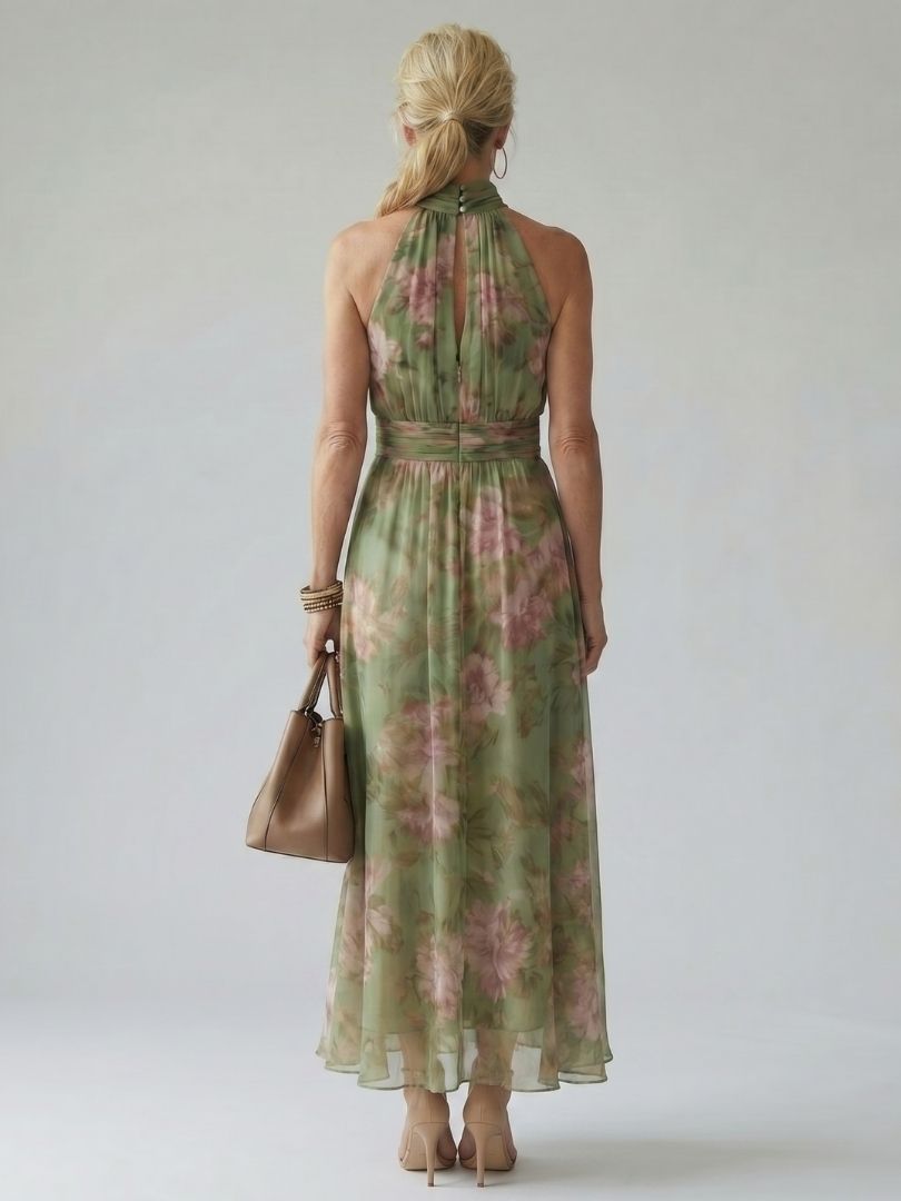 Calandra | Damen Blumen Halter Midikleid - Floral - Image 4