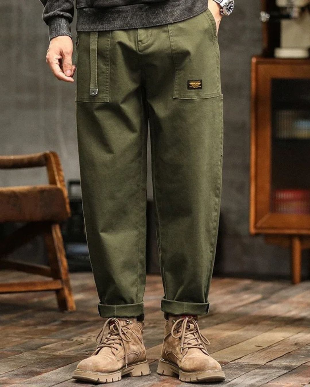 Rex | Herren-Cargohose, lockere Passform, Vintage-Waschung