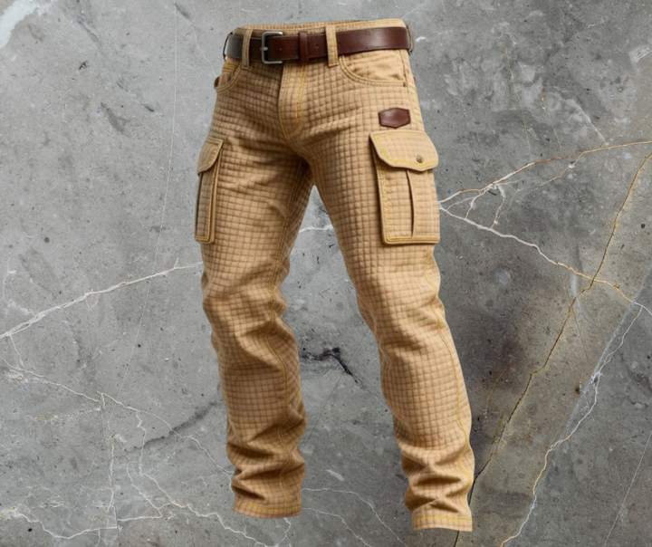 Cole | Herren Cargohose Slim Fit Strukturmuster Seitentaschen
