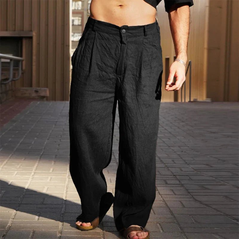 Casimir | Herren Weite Hose Falten Entspannte Passform - Brown - Image 10