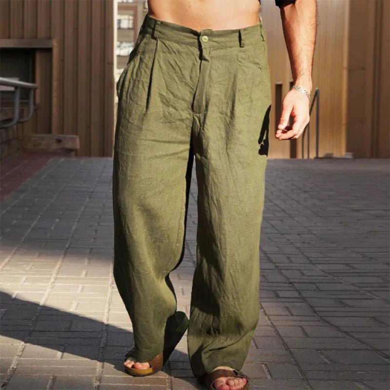 Casimir | Herren Weite Hose Falten Entspannte Passform - Brown - Image 3