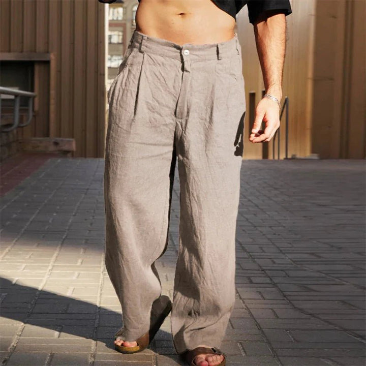 Casimir | Herren Weite Hose Falten Entspannte Passform - Brown - Image 9