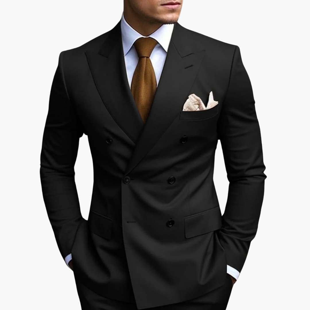 Casper | Herren Zweireiher Business Anzug - Black - Image 1
