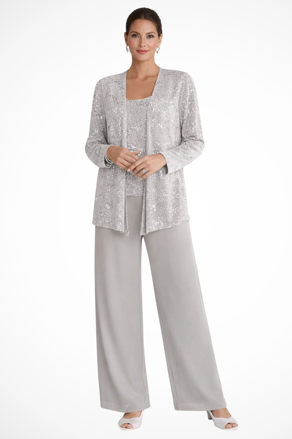 Cassiopeia | Damen Pailletten Anzug Set - Silver - Image 1