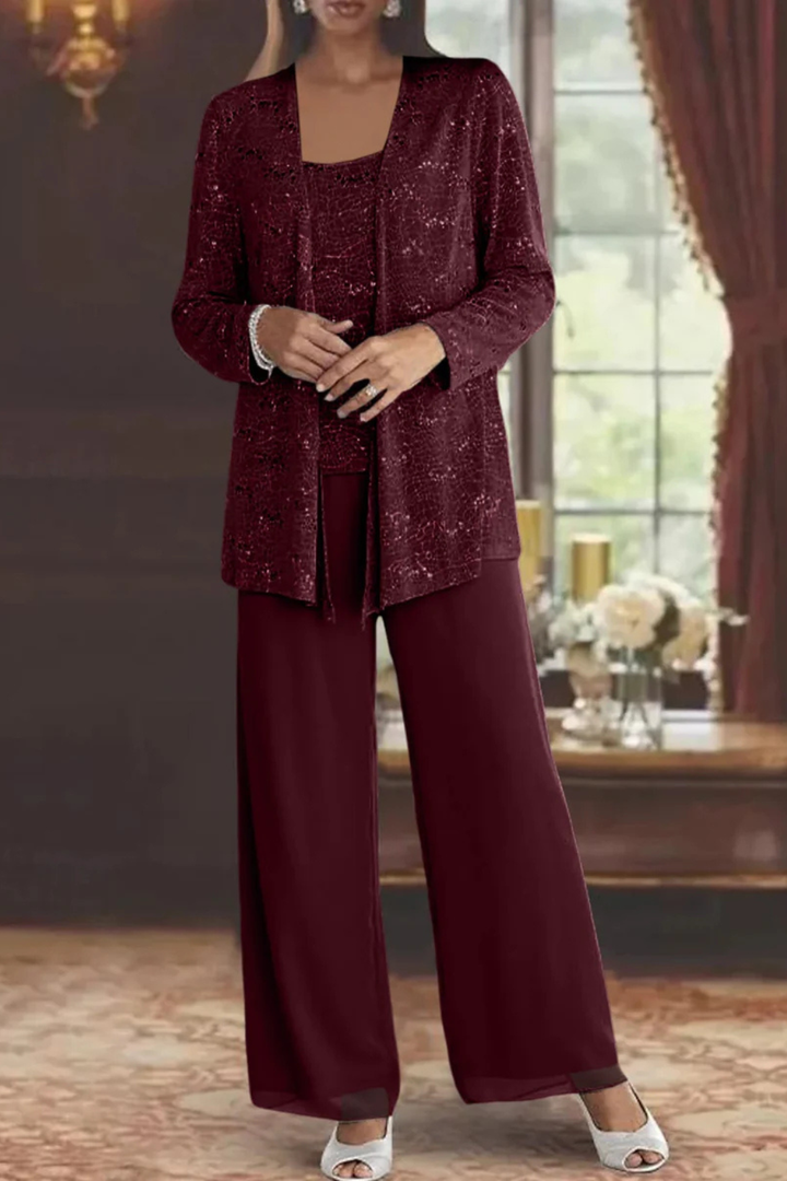 Cassiopeia | Damen Pailletten Anzug Set - Silver - Image 12