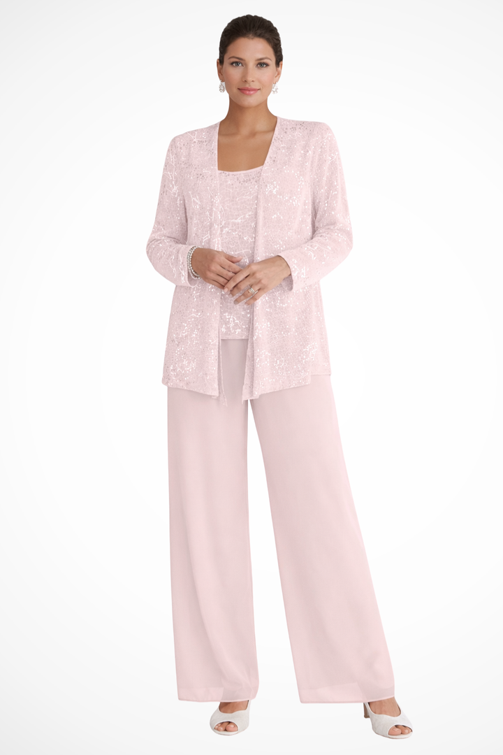 Cassiopeia | Damen Pailletten Anzug Set - Silver - Image 13