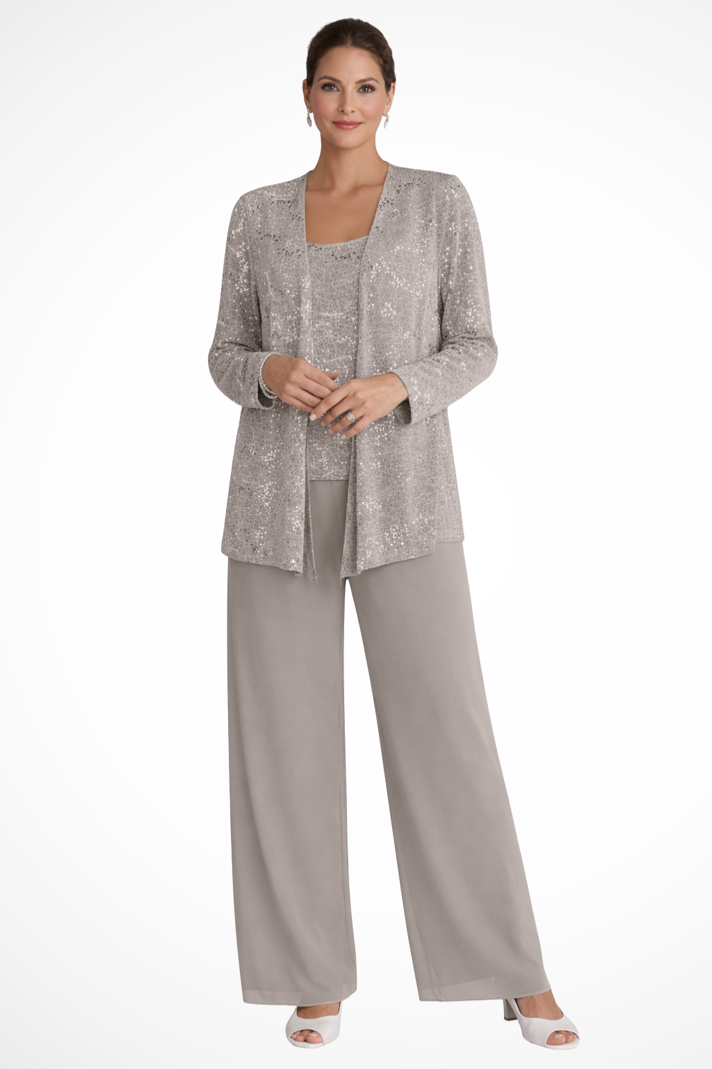 Cassiopeia | Damen Pailletten Anzug Set - Silver - Image 9