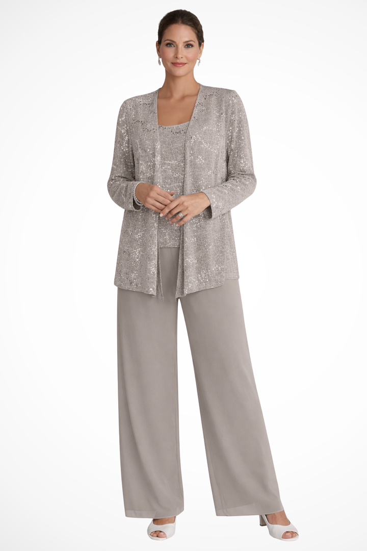 Cassiopeia | Damen Pailletten Anzug Set - Silver - Image 9