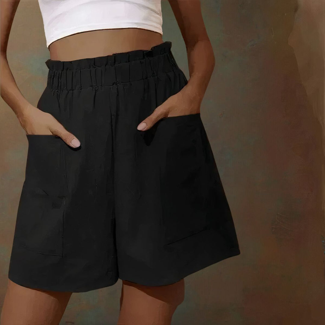 Celinde | Damen Paperbag Shorts High Waist mit Taschen - Burgundy - Image 2