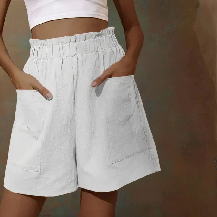 Celinde | Damen Paperbag Shorts High Waist mit Taschen - Burgundy - Image 3